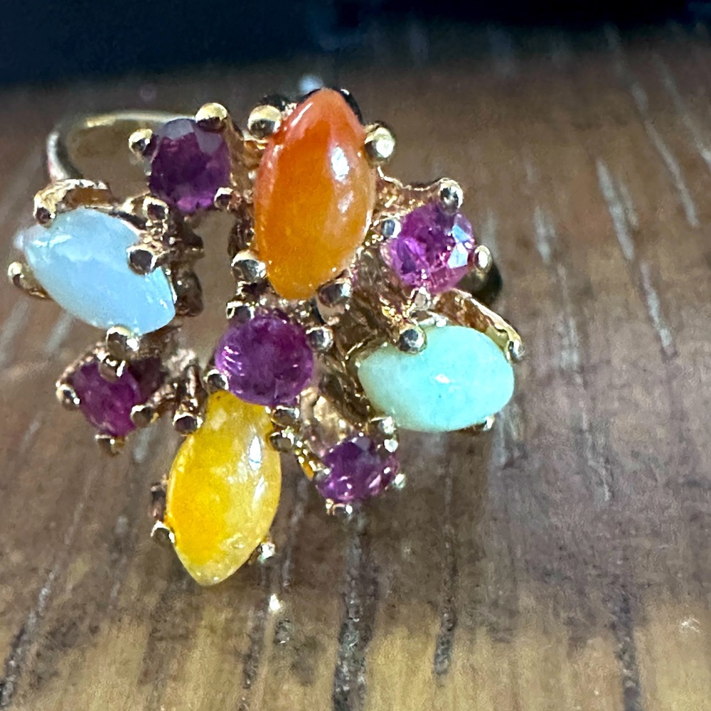Elegant Multicolor Gemstone Ring 14kGF